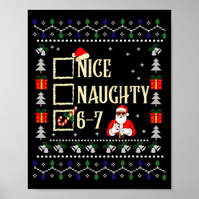 Affiche Naughty Nice Six Seven Kids Ugly Christmas Sweater (Devant)