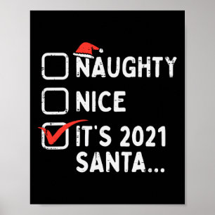 Affiche Naughty Nice Son 2021 Père Noël Funny Quarantine X
