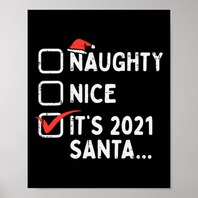 Affiche Naughty Nice Son 2021 Père Noël Funny Quarantine X (Devant)