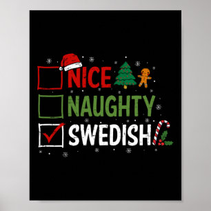Affiche Naughty Nice Suédois Pajamas de Noël Père Noël