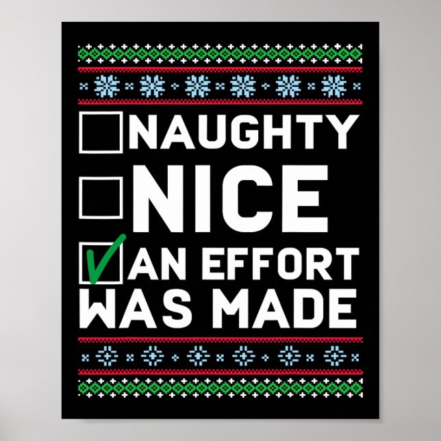 Affiche Naughty Nice Un Effort A Été Fait Noël Laid Swe (Devant)