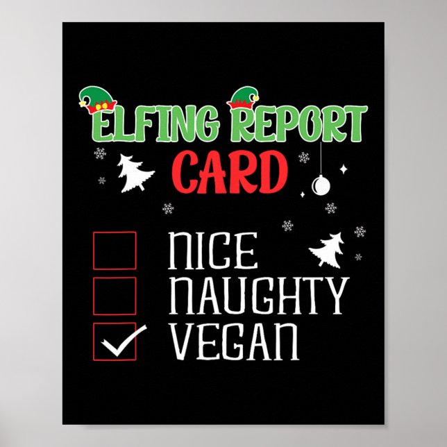 Affiche Naughty Nice Vegan Report Card Correspondance Noël (Devant)