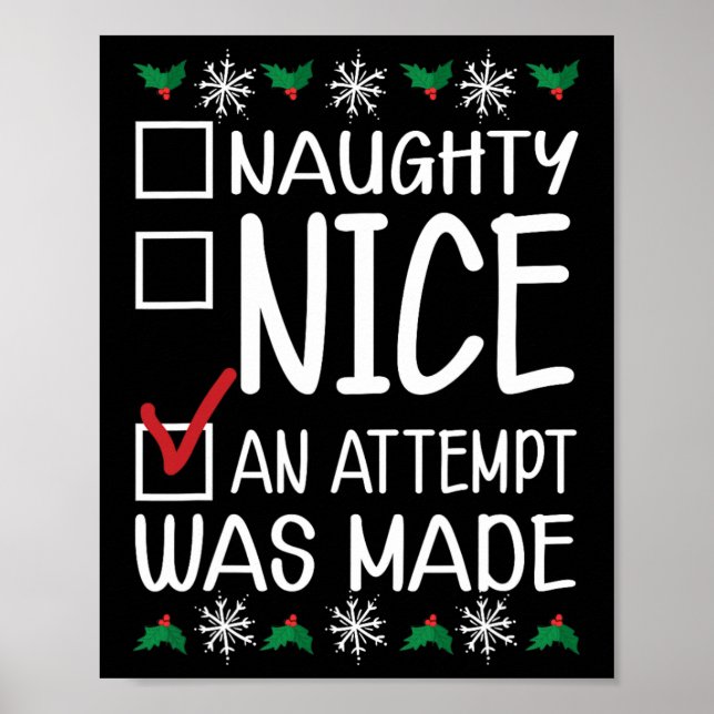 Affiche Naughty Ou Nice Drôle Une Tentative A Été Faite Ch (Devant)