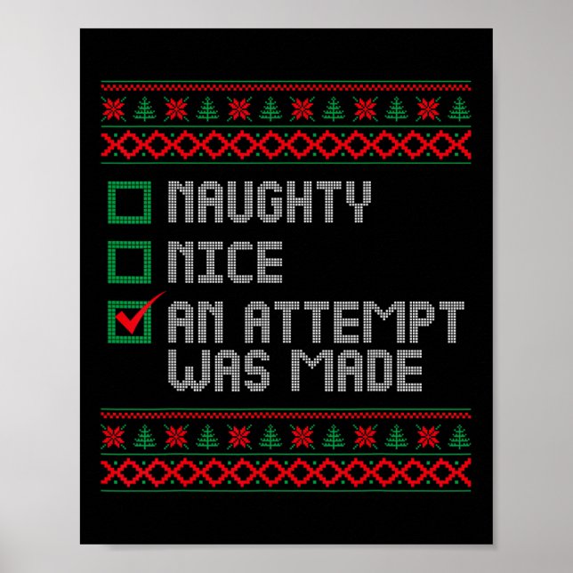 Affiche Naughty Ou Nice Drôle Une Tentative A Été Faite Ch (Devant)