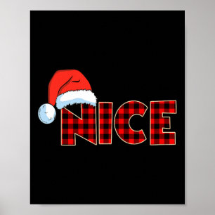 Affiche Naughty Ou Nice Noël Couple Buffalo Rouge Plaid