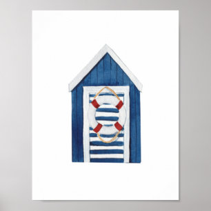 Affiche Nautical Beach Blue Beach Hut Holiday Nursery