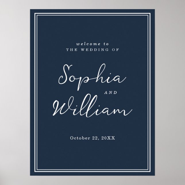 Affiche Nautical Navy Wedding Welcome Sign (Devant)