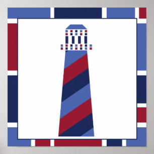 Affiche Nautical Wave Nursery Lighthouse