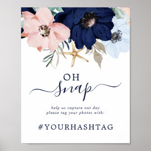 Affiche Nautique moderne Panneau Hashtag Oh Snap Floral