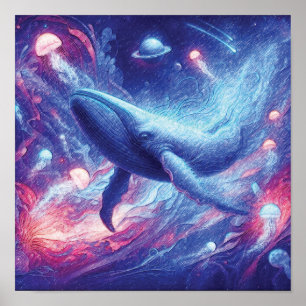 Affiche nautique Ocean Voyager Baleine dans la mer cosmiq