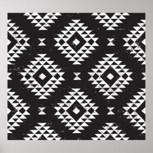 Affiche Navajo Géométrique : Tribal Blanc Noir.