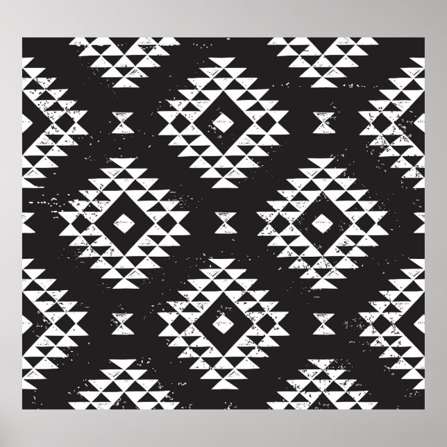 Affiche Navajo Géométrique : Tribal Blanc Noir. (Devant)