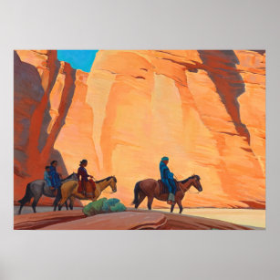 Affiche Navajos dans un canyon, 1945 par Maynard Dixon