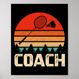 Affiche Navette de raquette de Badminton rétro