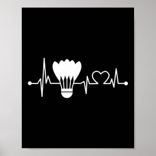 Affiche Navette Heartbeat Funny Badminton Player Cadeau