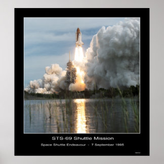 Affiche Navette spatiale Endeavor Lift off STS - 69