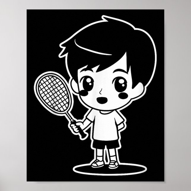 Affiche Navette sport Badminton Cartoon Racquet pour enfan (Devant)