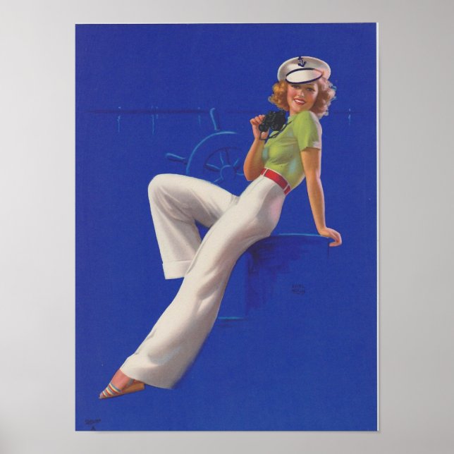 Affiche NAVIGATEUR FILLE Classique Épingle vers le haut fi (Devant)