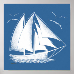 Affiche Navigation rapide ! nautique, cru