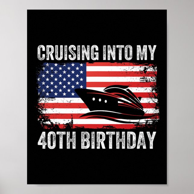 Affiche Naviguer dans mon 40e anniversaire Croisière drape (Devant)