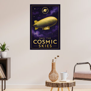 Affiche Naviguer sur les cieux cosmiques - Retro Space Air