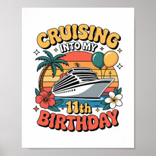 Affiche Naviguer vers mon 11e anniversaire 11 ans Croisièr