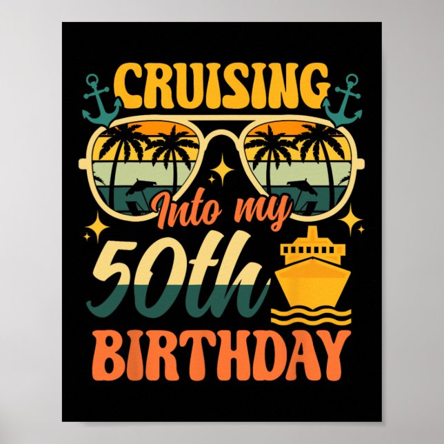 Affiche Naviguer vers mon 50e anniversaire Croisière de 50 (Devant)