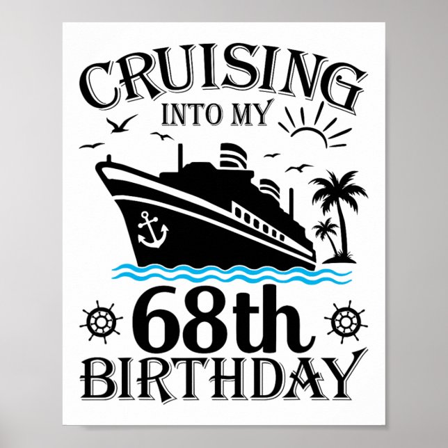 Affiche Naviguer vers mon 68e anniversaire Croisière 68 an (Devant)