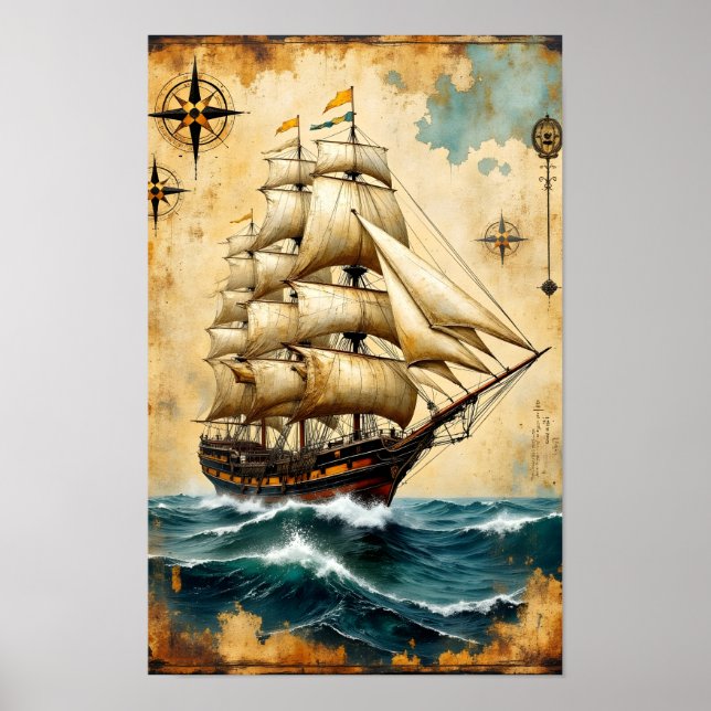 Affiche Navire à voiles (Devant)