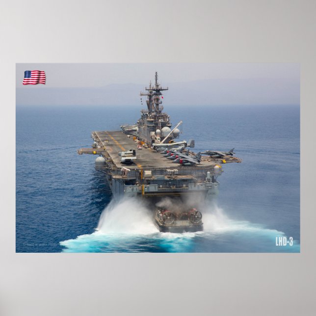 AFFICHE NAVIRE D'ASSAUT AMPHIBIEUX - LHD-3 (Devant)