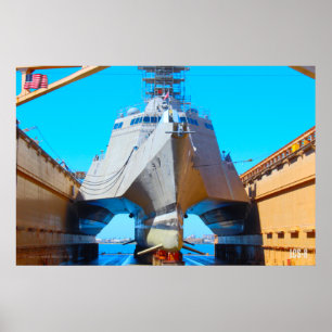 AFFICHE NAVIRE DE COMBAT LITTORAL - LCS-8