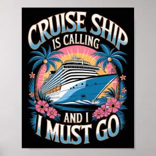 Affiche Navire de croisière appelle des vacances en famill