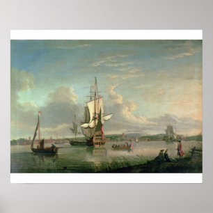Affiche Navire de guerre sur la Tamise au large de Woolwic