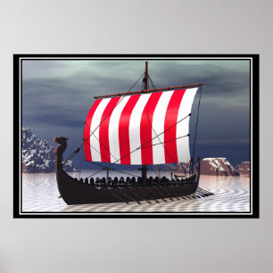 Affiche Navire de navigation Viking Drakkar
