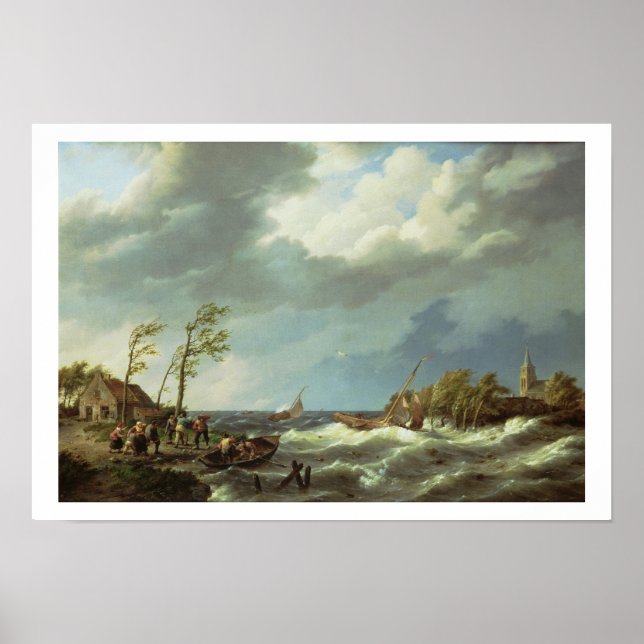 Affiche Navire de pêche hollandais pris sur une rive Lee a (Devant)
