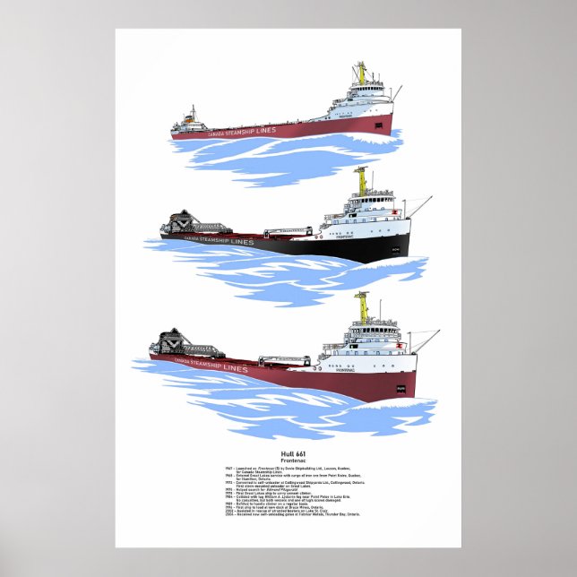 Affiche Navire des Grands Lacs Histoire de la Frontenac (Devant)