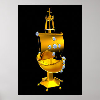 Affiche navire d'or