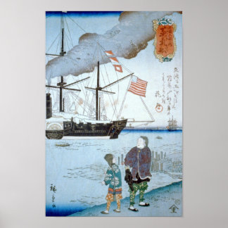 Affiche Navire étranger, Hiroshige Art japonais