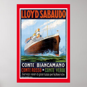 Affiche Navire Vintage SS Conte Biancamano
