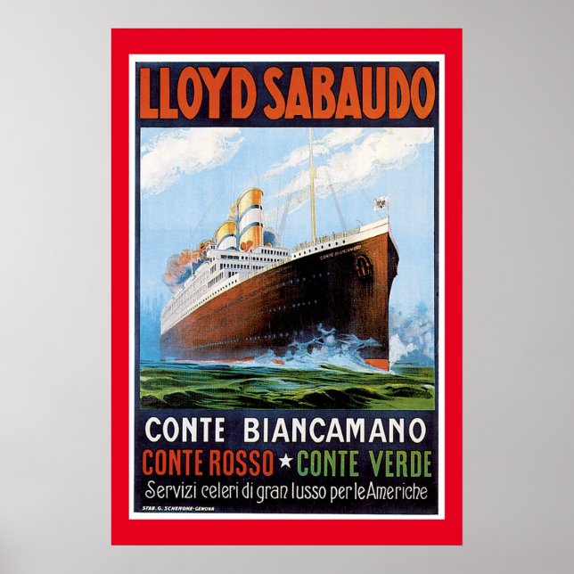 Affiche Navire Vintage SS Conte Biancamano (Devant)