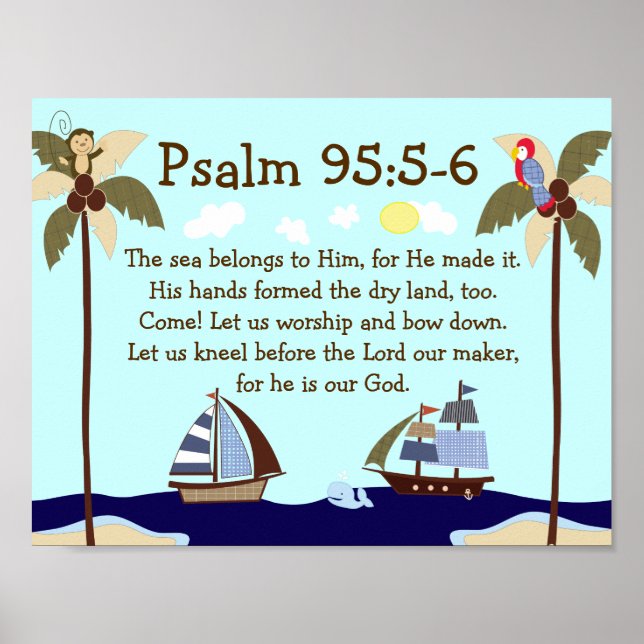 Affiche Navires Ahoy Nautical Bible Verse Mur Imprimer (Devant)