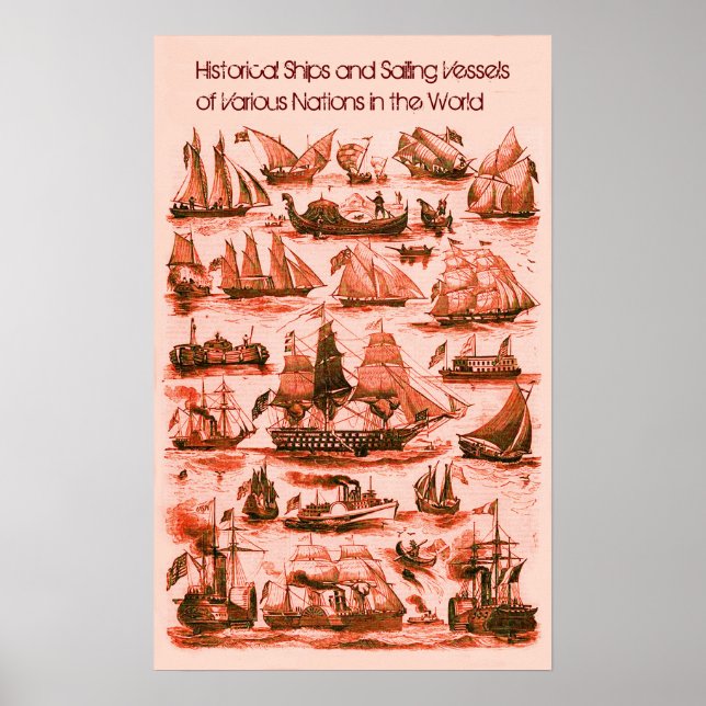 Affiche NAVIRES NAVIRES VINTAGES INTERNATIONAUX, Rouge (Devant)