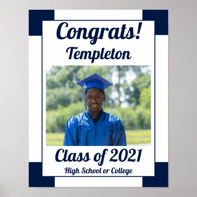 Affiche Navy and White School Colors Graduation (Devant)