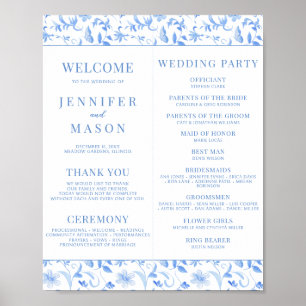 Affiche Navy Blue Folk Floral Wedding Programmes Télécharg