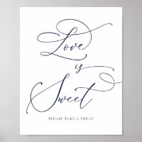 Navy Blue Minimalist Love is Sweet Dessert Bar