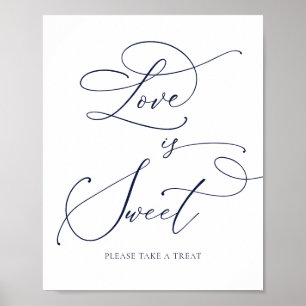 Affiche Navy Blue Minimalist Love is Sweet Dessert Bar