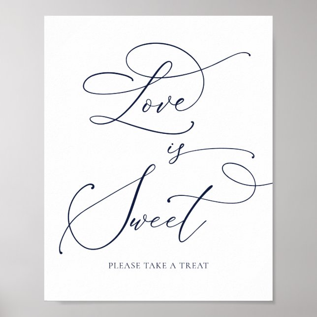 Affiche Navy Blue Minimalist Love is Sweet Dessert Bar (Devant)