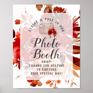 Affiche Navy Blue Rose Gold Agate Photo Booth Wedding Sign