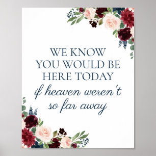 Affiche Navy Marsala We Know You Would Be Here Today Sign