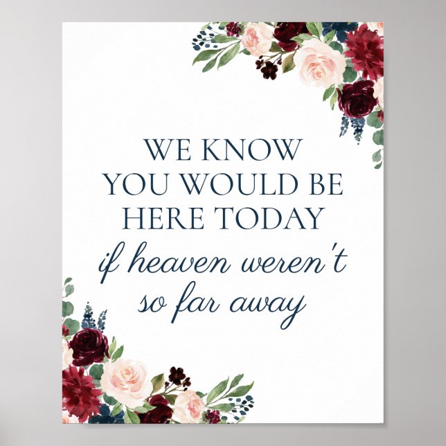 Affiche Navy Marsala We Know You Would Be Here Today Sign (Devant)